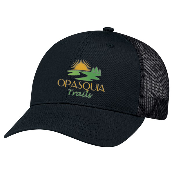 Logo embroidered black cap with mesh back