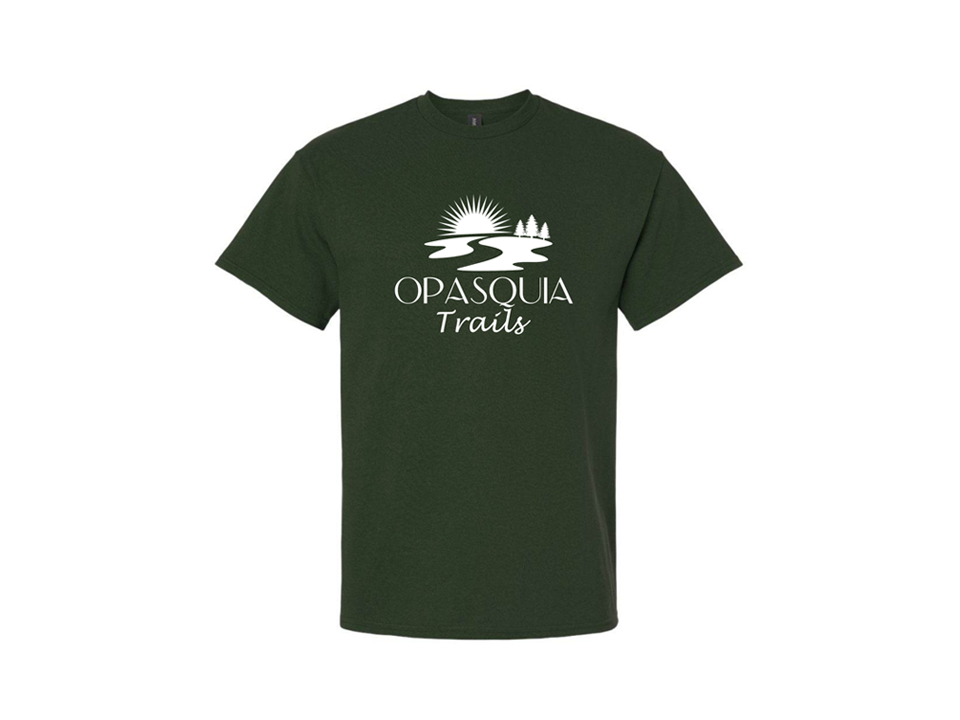 Green t-shirt with white imprinted logo