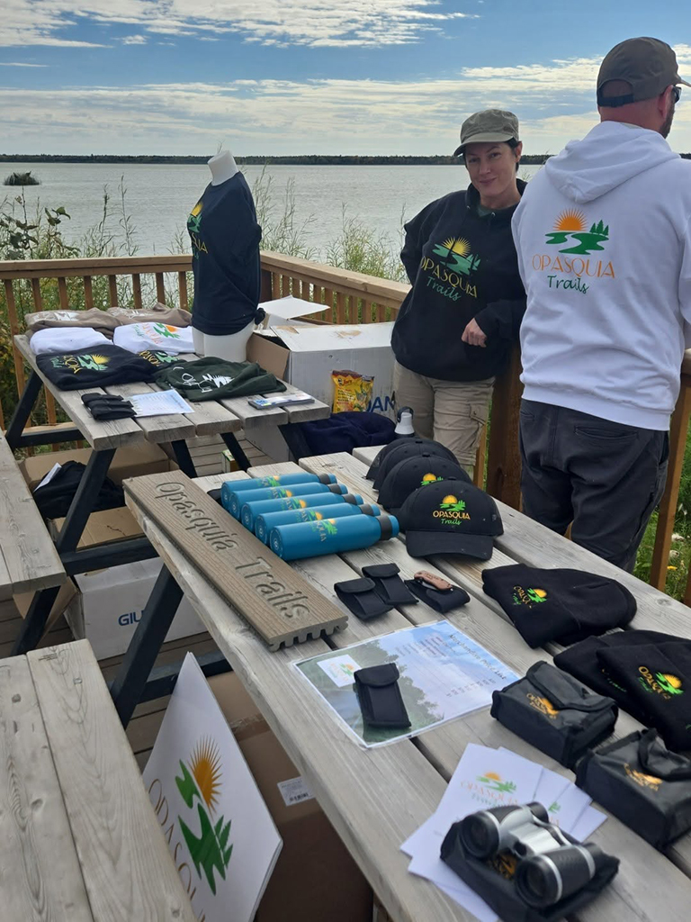 Merchandise laid out at the boardwalk in spring.